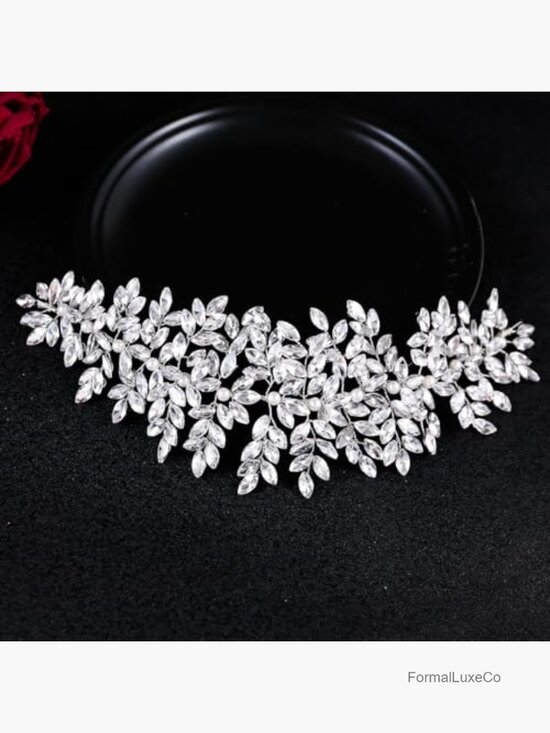 Handmade Rhinestone Bridal Headpiece Silver Hair Accessory Wedding Crown main image 5